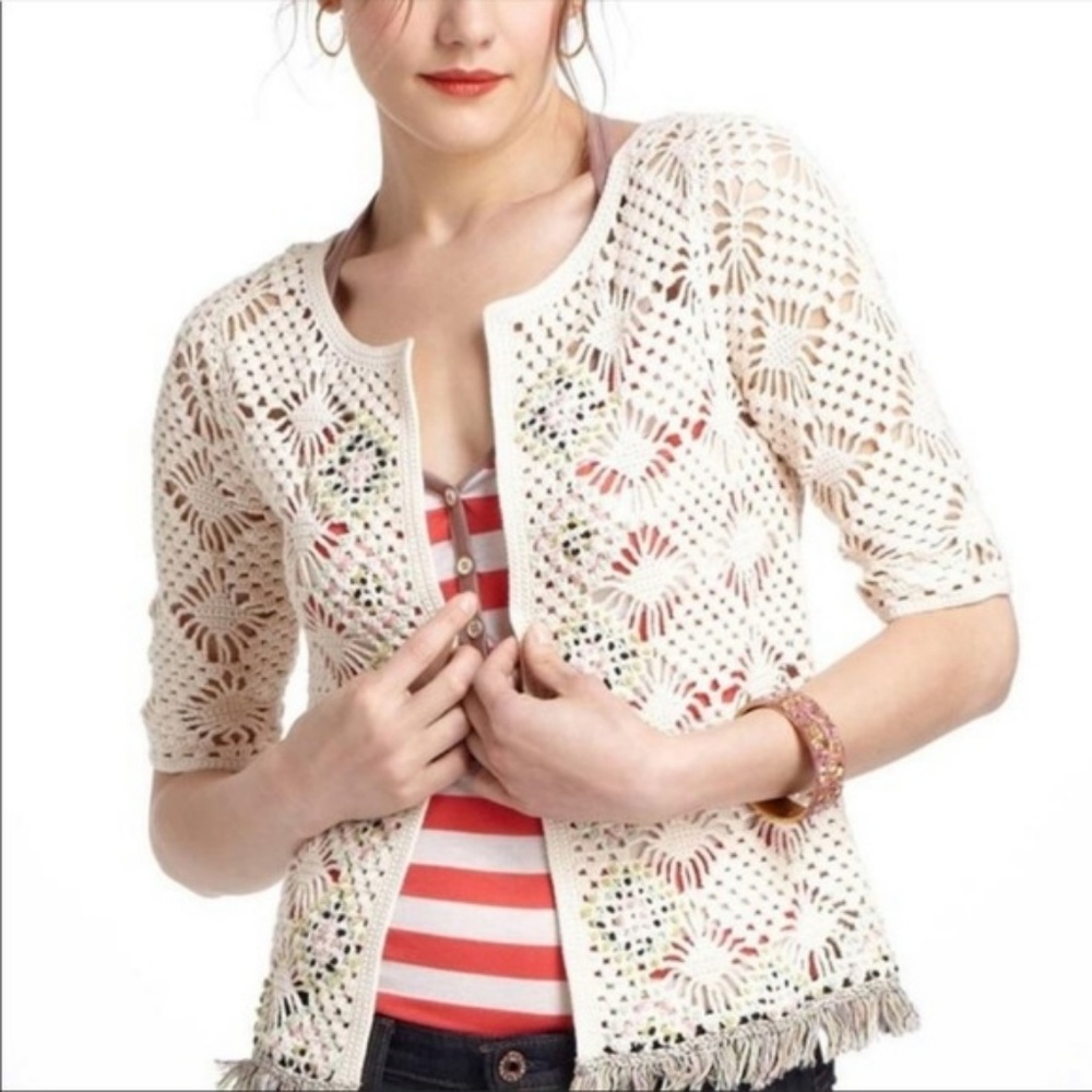 Anthropologie Edie Crochet Cardigan